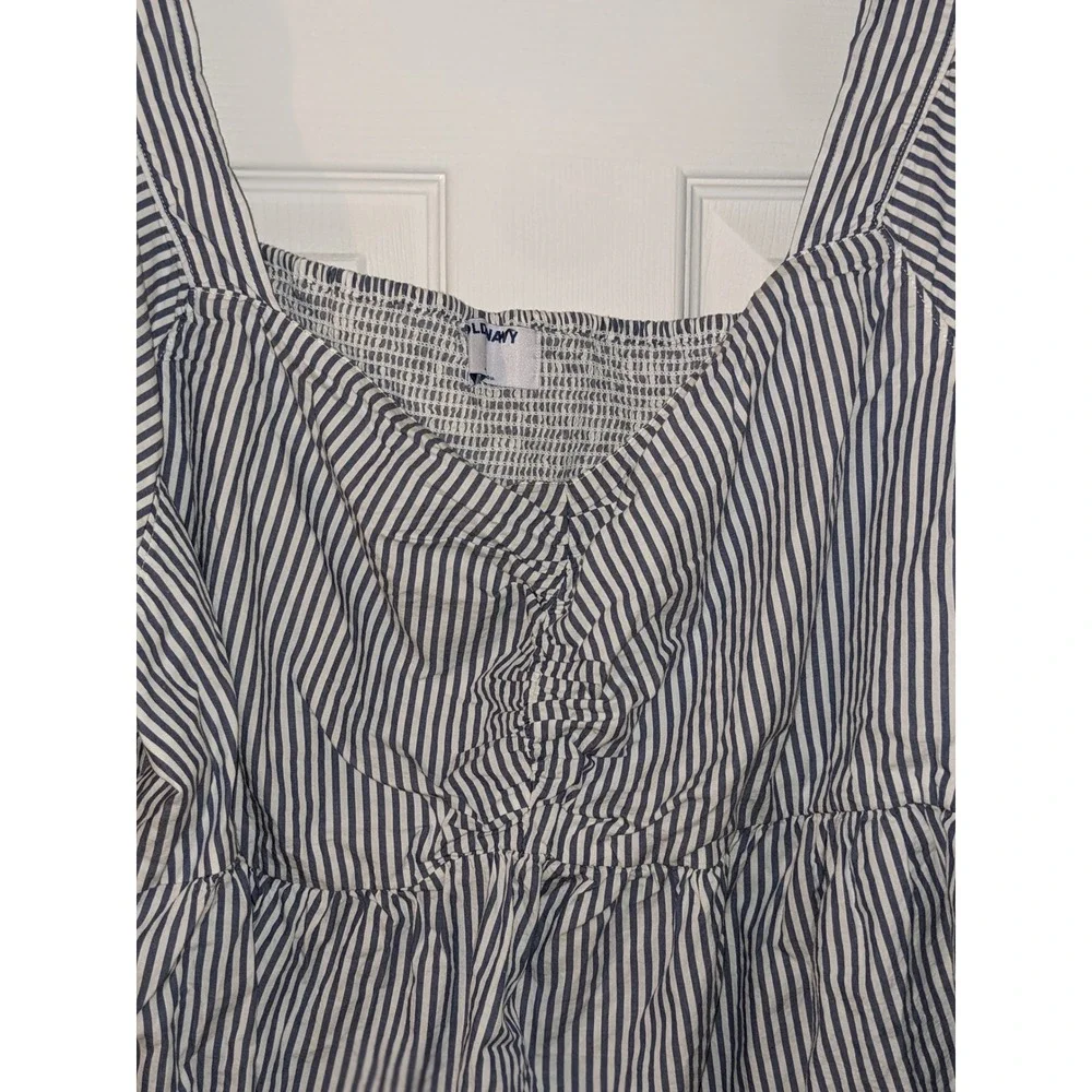 Old Navy‎ Striped Peplum Top Square Neck Puff Sleeve Blouse 4X NWOT